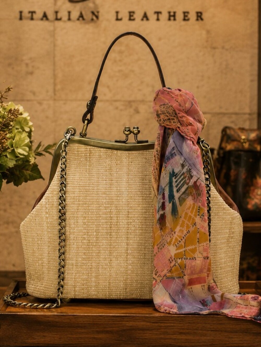 Patricia Nash Laureana Kisslock Satchel with Scarf - NWT